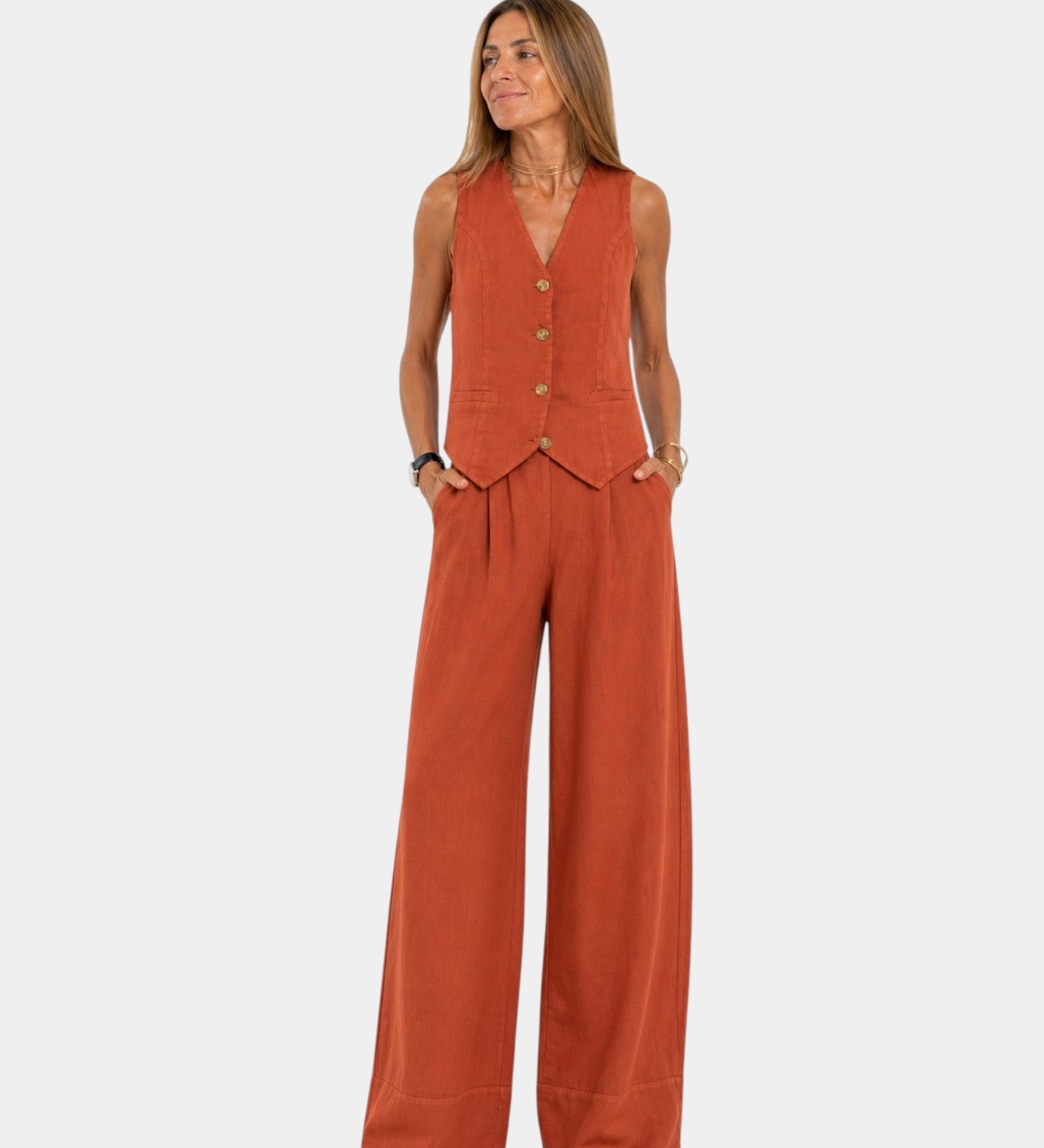 Assia | Conjunto colete sem mangas e calça