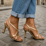Cassie | Sandálias de Salto Golden Summer Charm