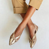 Ballerine slingback color block chique Ouro a ponta