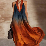 Paula | Vestido longo halter/V degradado