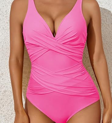 Maiô Feminino Escultor – Decote em V Drapado, Efeito Emagrecente