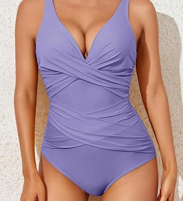 Maiô Feminino Escultor – Decote em V Drapado, Efeito Emagrecente