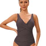 Maiô Feminino Modelador – Decote em V com Drapê Afinador