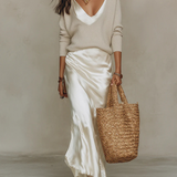 Anaïs – Vestido midi de cetim elegante