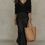Anaïs – Vestido midi de cetim elegante