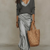 Anaïs – Vestido midi de cetim elegante