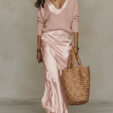 Anaïs – Vestido midi de cetim elegante