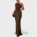 Vestido Longo Elegante com Um Ombro