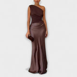 Vestido Longo Elegante com Um Ombro