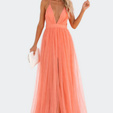 Lina – Coral Grace Maxi Vestido