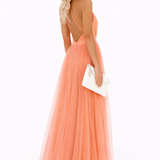 Lina – Coral Grace Maxi Vestido
