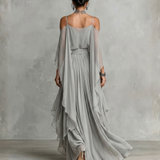 Angustias | Vestido comprido drapeado em gaze