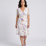 Edith™ | Vestido midi com mangas de renda e estampado floral