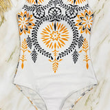 Maiô Inteiro com Estampa Boho e Gola Alta