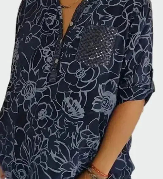 Johanne | Blusa de flores azuis