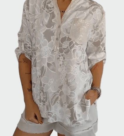 Johanne | Blusa de flores azuis