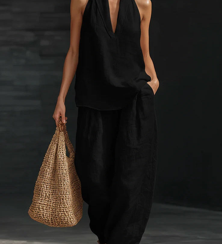 Zoë™ – Conjunto sem mangas e calças largas