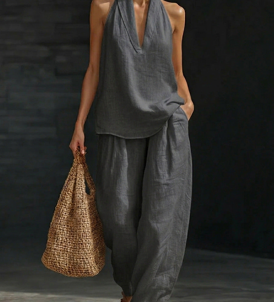 Zoë™ – Conjunto sem mangas e calças largas