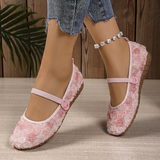 Rosette - Ballerinas Ortopédicas Mary Jane com Rosas em Relevo