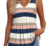 Mary™ | Camisola sem mangas com decote em V e peplum estampada