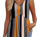 Mary™ | Camisola sem mangas com decote em V e peplum estampada