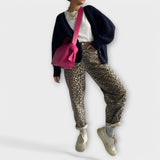 Jeans Vintage com Estampa de Onça