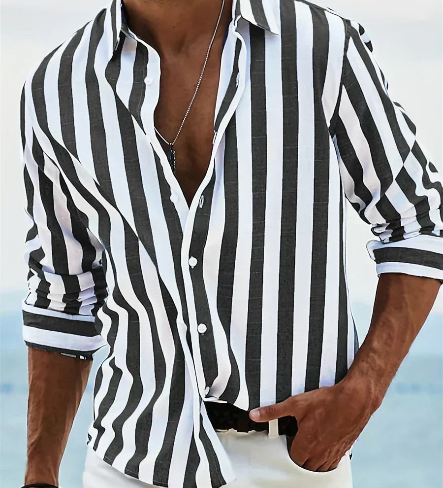 Camisa Rayada de Verão Leve