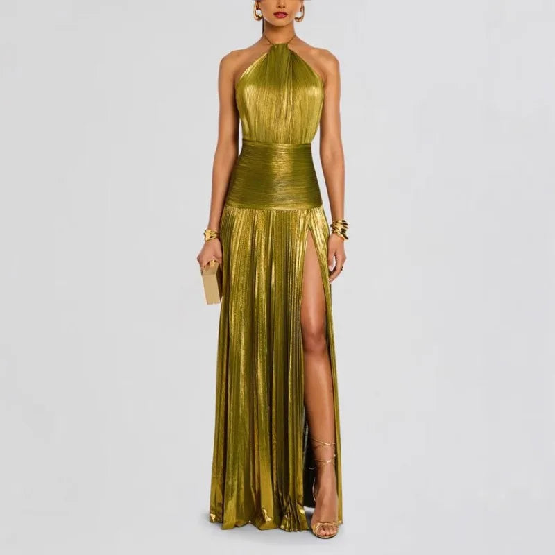 ÉLÉA™ | Vestido Longo Plissado Elegante