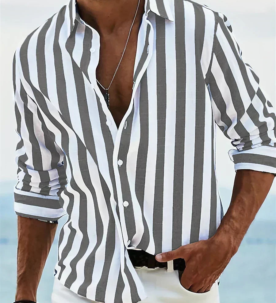 Camisa Rayada de Verão Leve