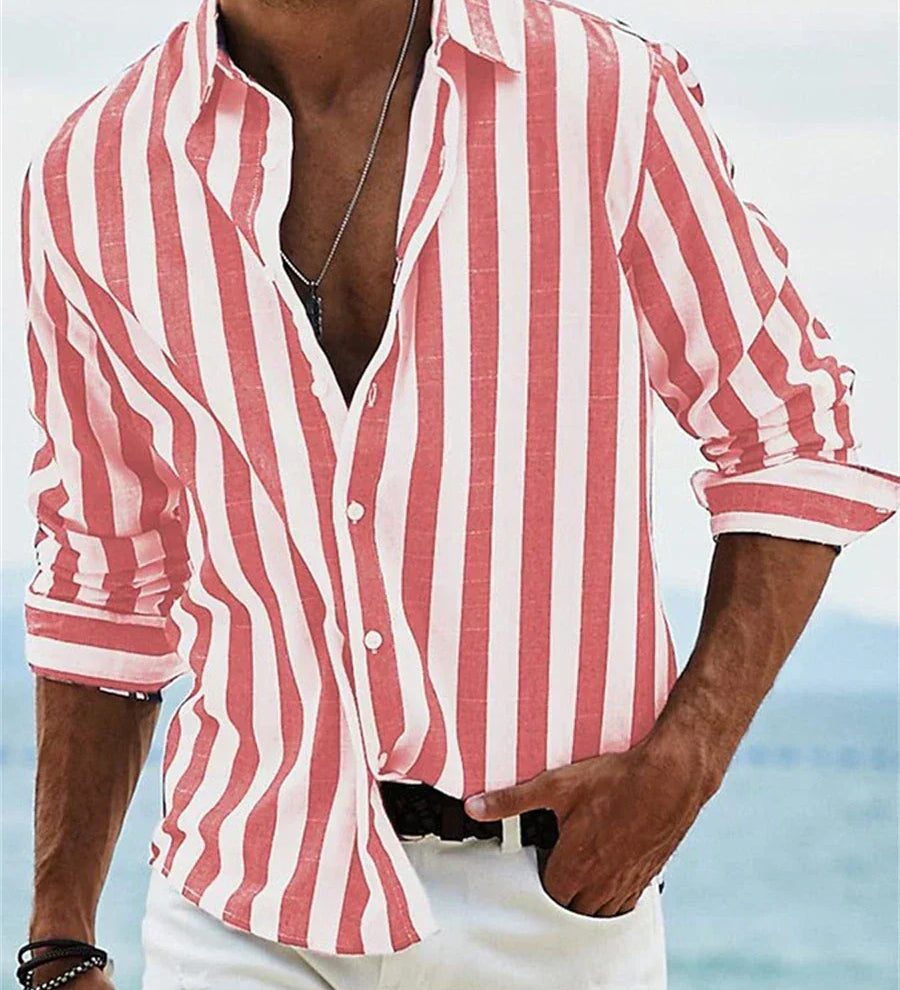 Camisa Rayada de Verão Leve