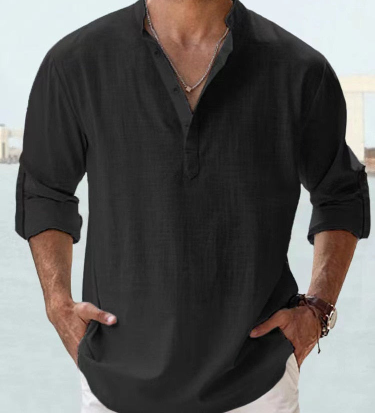 Camisa respirável em linho