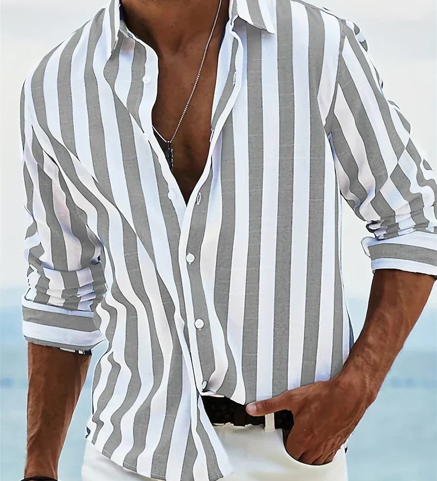 Camisa Rayada de Verão Leve