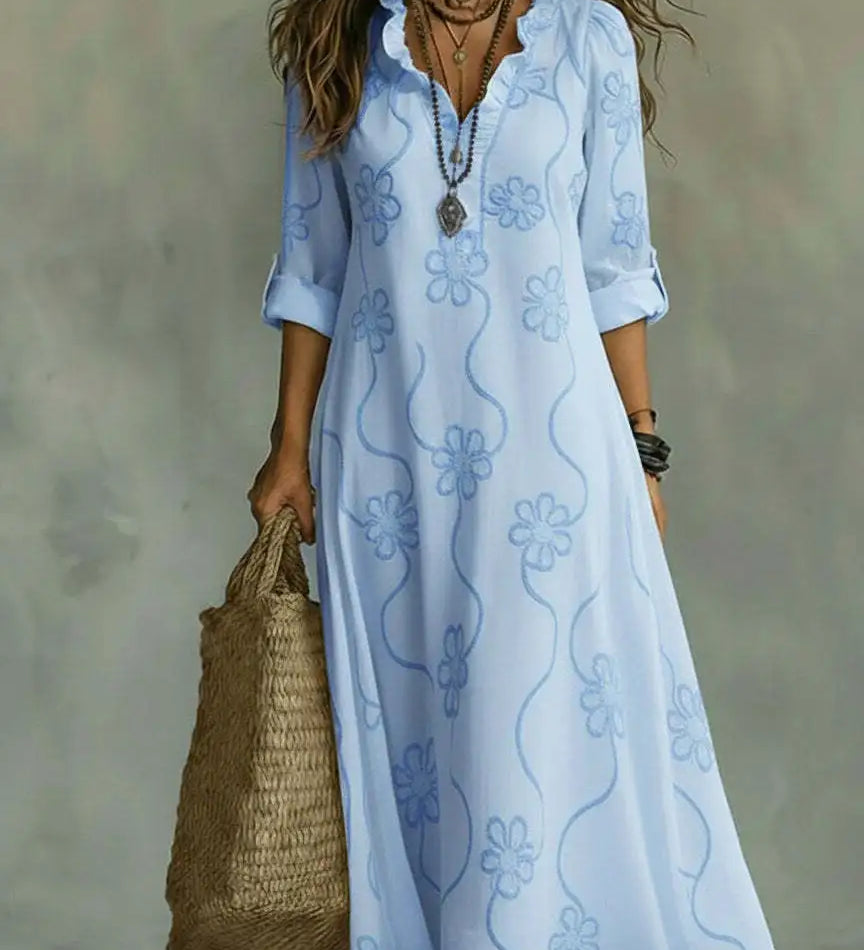 Sienna - Vestido de Verão Longo com Flores