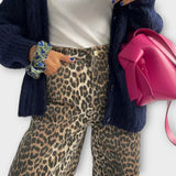 Jeans Vintage com Estampa de Onça