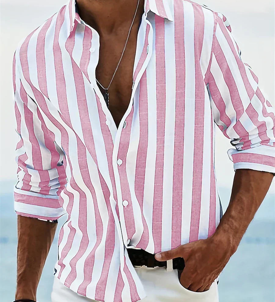 Camisa Rayada de Verão Leve
