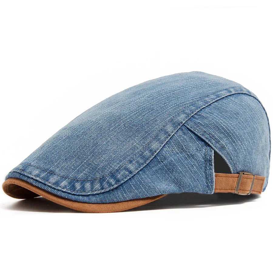Cazel | Boné plano premium em denim – estilo intemporal e conforto diário