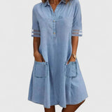 Serena | Vestido Chemisier em Denim