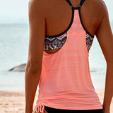 Tankini Feminino Aurora – Maiô de Banho Biquíni com Top Larguinho Ajustável