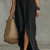 Soline | Vestido Longo Preto Botonado