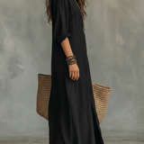 Soline | Vestido Longo Preto Botonado