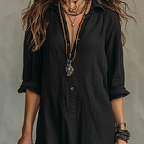 Soline | Vestido Longo Preto Botonado