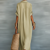 Manelle | Vestido Longo Verde Oliva Minimalista