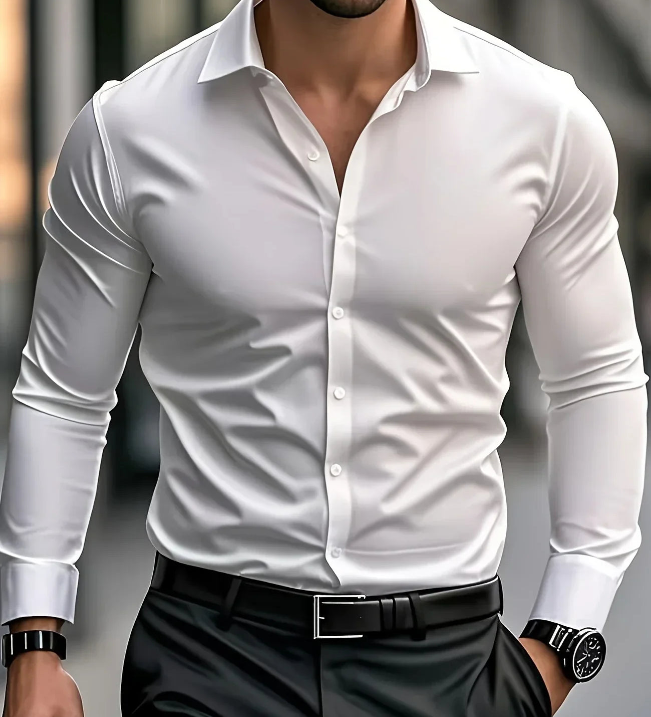 Cazel | Camisa elegante de mangas longas com botões