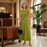 Emilia - Vestido longo elegante sem mangas e decote redondo