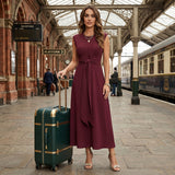 Emilia - Vestido longo elegante sem mangas e decote redondo