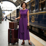 Emilia - Vestido longo elegante sem mangas e decote redondo