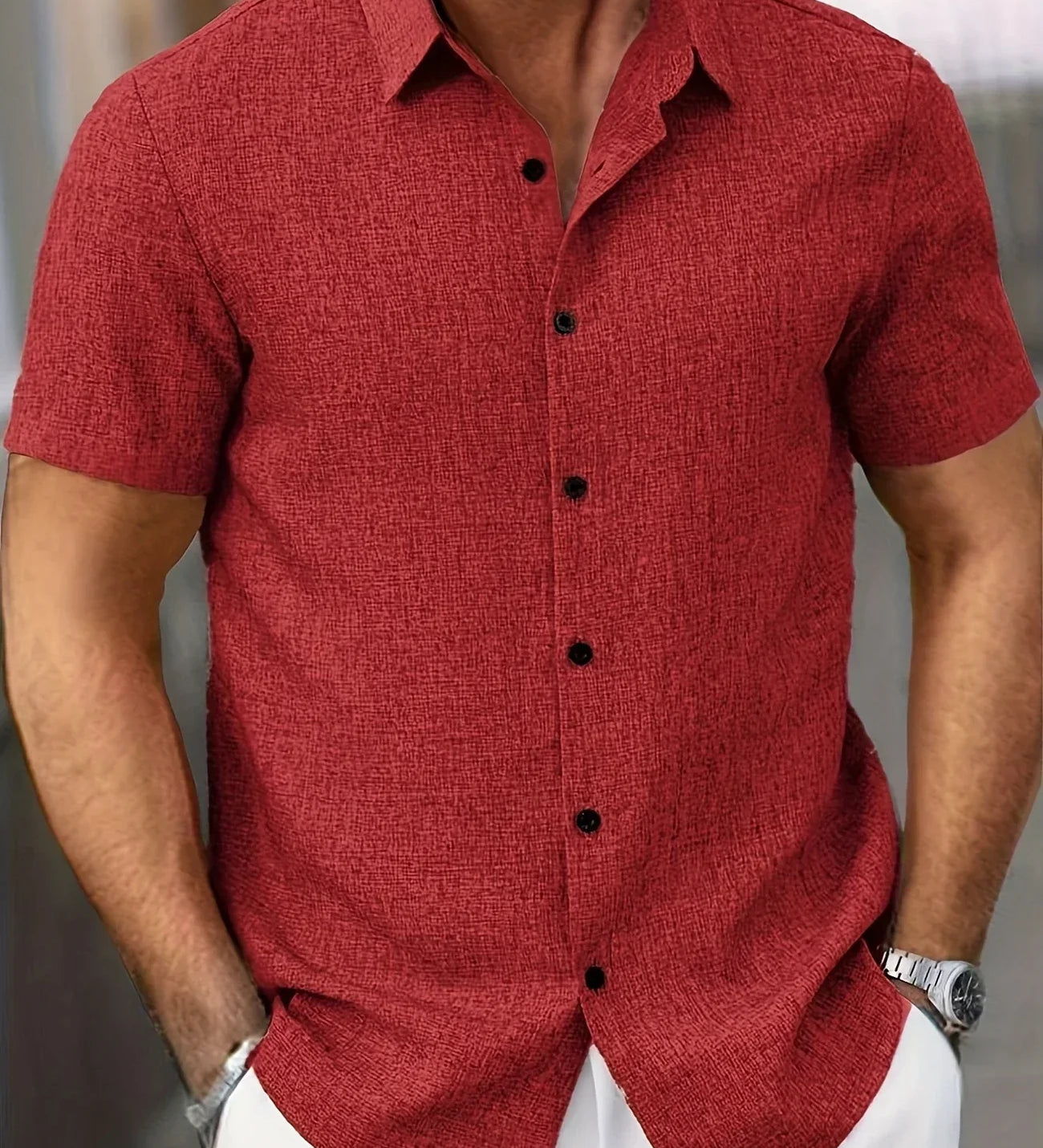 Cazel | Camisa de Manga Curta Leve em Mistura de Linho