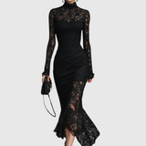 Verónica | vestido maxi de cetim preto