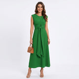Emilia - Vestido longo elegante sem mangas e decote redondo