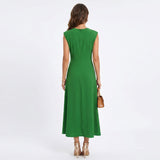 Emilia - Vestido longo elegante sem mangas e decote redondo